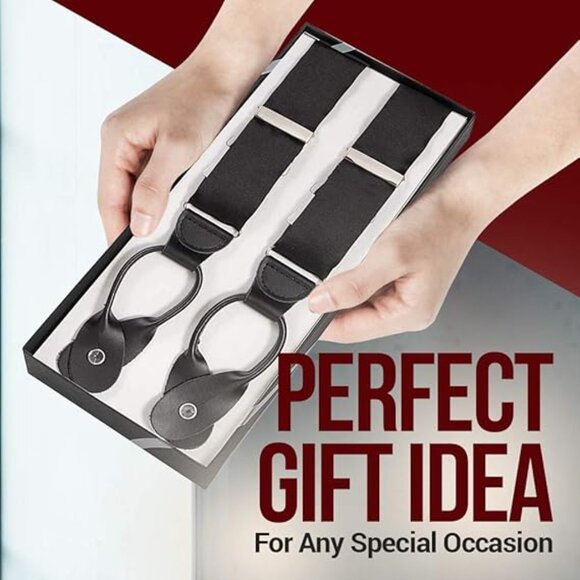 HOLD'EM 100% Silk Suspenders For Men Y-Back Button End – White Pin Dot - Picture 3 of 7